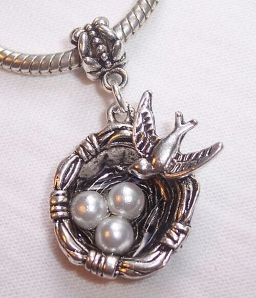 10pcs/Lot Antique Silver Birds Nest Eggs Charms Pendant For Necklace
