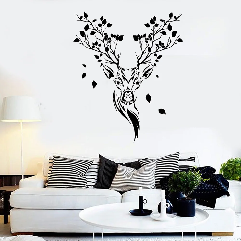 Ethnic Forest Deer Head Tree Branch Branch Nature Stickers