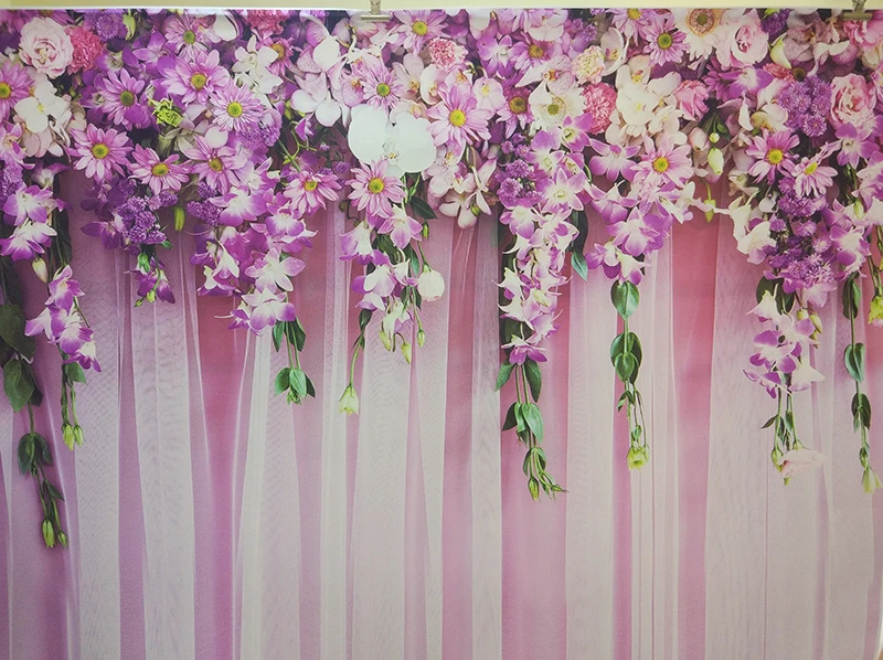 8x6.5ft Vinyl Graceful Violet Chiffon Curtain Photography Background Romantic Valentines Day Backdrops Children Adults Girls Portraits Shoot Lovers Couple Photo Studio Props