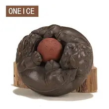 Исин чай играть чай ПЭТ играть двойной Лев держа шар украшение глина чай питомцы Aceessories домашнее украшение