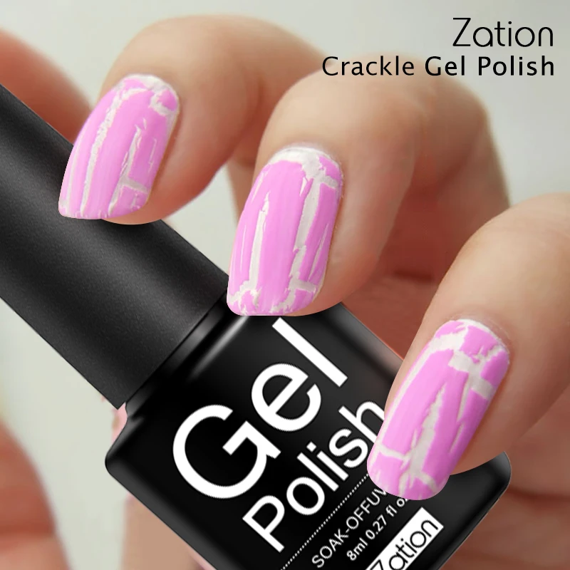 

Zation Professional Crackle Pattern Gel Nail Polish Soak Off UV Crackle Shatter Gel Varnish LED Lamp Nail Art Design Gel Lacquer