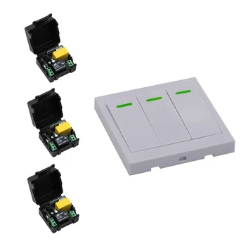 

AC 220V 1 CH RF Wireless Remote Control Switch 3 Receiver+1 Transmitter Safer PCB Panel Wall Remote Transmitter