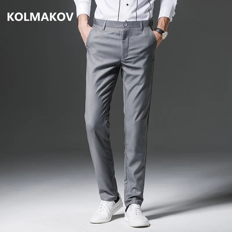 

2019 New Men's formal suit Pants grooms long trousers Pant for businessmen Slim Fit gray anti-wrinkle mens Trouser Men plus size