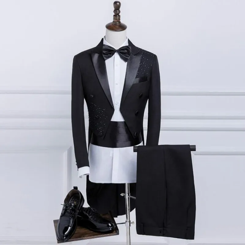 

Tuxedo men's self-cultivation sequins host suit suit 2019 new adult costumes ceremonies command dress
