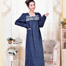 Реальные фотографии Для женщин M, L, XL длинные Свободный Повседневный хлопковый Bourette одежда для сна ночнушка пижамы Для женщин; Ночные сорочки халаты RB323