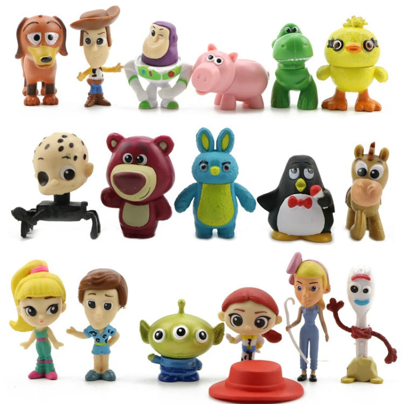 

3 Styles Toy Story 4 Forky Aliens Bunny Ducky Woody Buzz Lightyear Cake Topper Toys Anime Figure Toys Kids Birthday Gift
