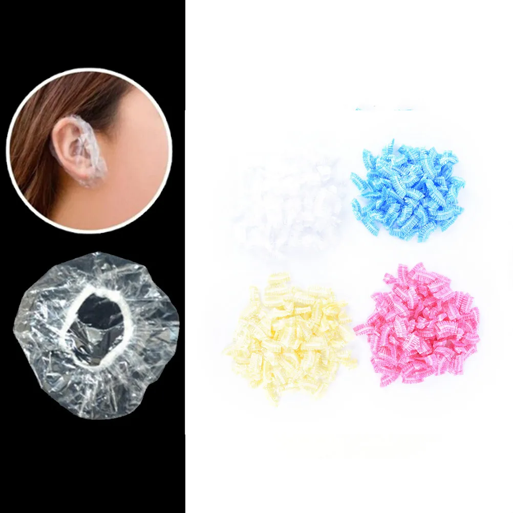 

100 Pcs Thickened Disposable Plastic Waterproof Ear Protector Cover Caps Salon Hairdressing Dye Shield Earmuffs Shower Tool