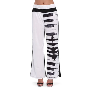 

New Sexy Plus Size Ladies Womens Piano Print Ladies Wide Leg Trousers Pants