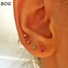 BOG-Pair 24K Gold Plating&steel 2mm,3mm Birthstone CZ Ear Stud For Piercing Gun Earrings StudsTragus Cartilage piercing jewelry ► Photo 3/6