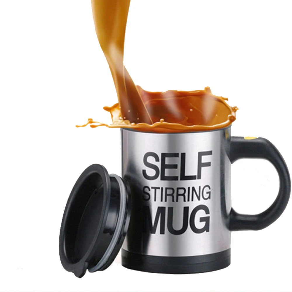 

400ml Coffee Mug Creative Stainless Steel Self Stirring Mug with Lid, Automatic Mixing Lazy Insulated Coffee Cup for Office
