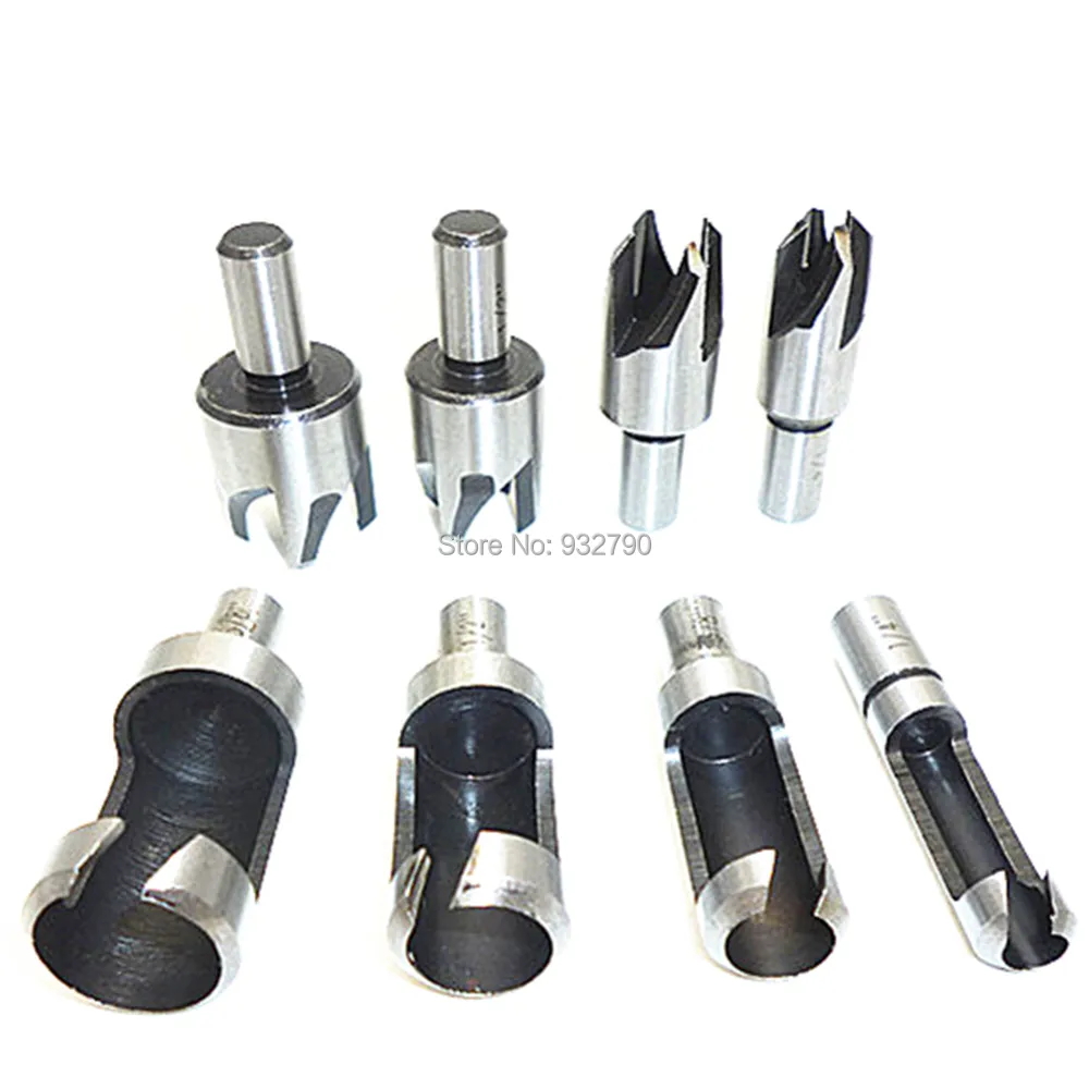 8pc Sae Wood Plug Hole Cutter Dowel Maker Cutting Tools Plug Chamfer