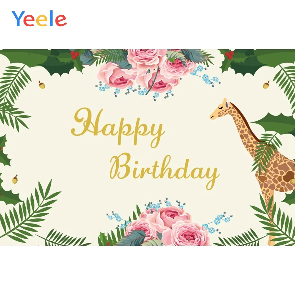 

Yeele Tropical Plants Flower Giraffe Summer Birthday Photography Backgrounds Customized Photographic Backdrops for Photo Studio