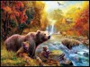 Embroidery Counted Cross Stitch Kits Needlework - Crafts 14 ct DMC color DIY ART Handmade Decor - Bears at the Stream 1