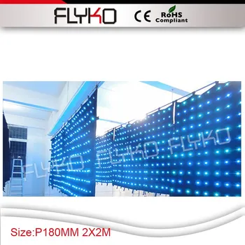 

Flykostage fireproof soft cloth white curtain rgb led display curtain