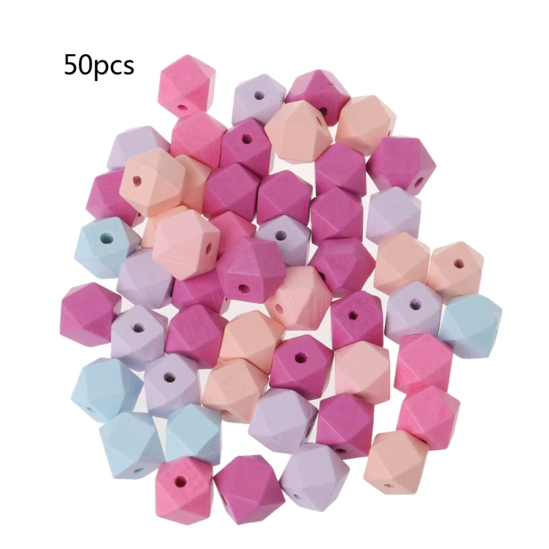 

2018 50PCS Mixed Color Wooden Faceted Geometric Hexagon Beads for DIY Jewelry Making A14_20