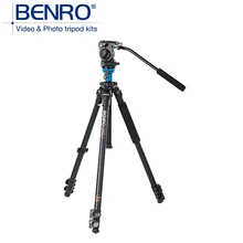 Benro a1573fs2 video trípodes de cámara trípode de aluminio profesional con s2 cabezales de vídeo placa qr4 pan handle bar bs03 bolsa de transporte