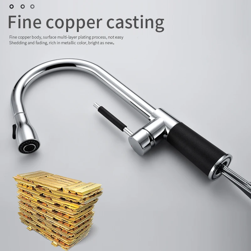 GEYO Kitchen Faucets Silver Single Handle Pull Out Kitchen Tap Single Hole Handle Swivel 360 Degree Water Mixer Tap Mixer Tap