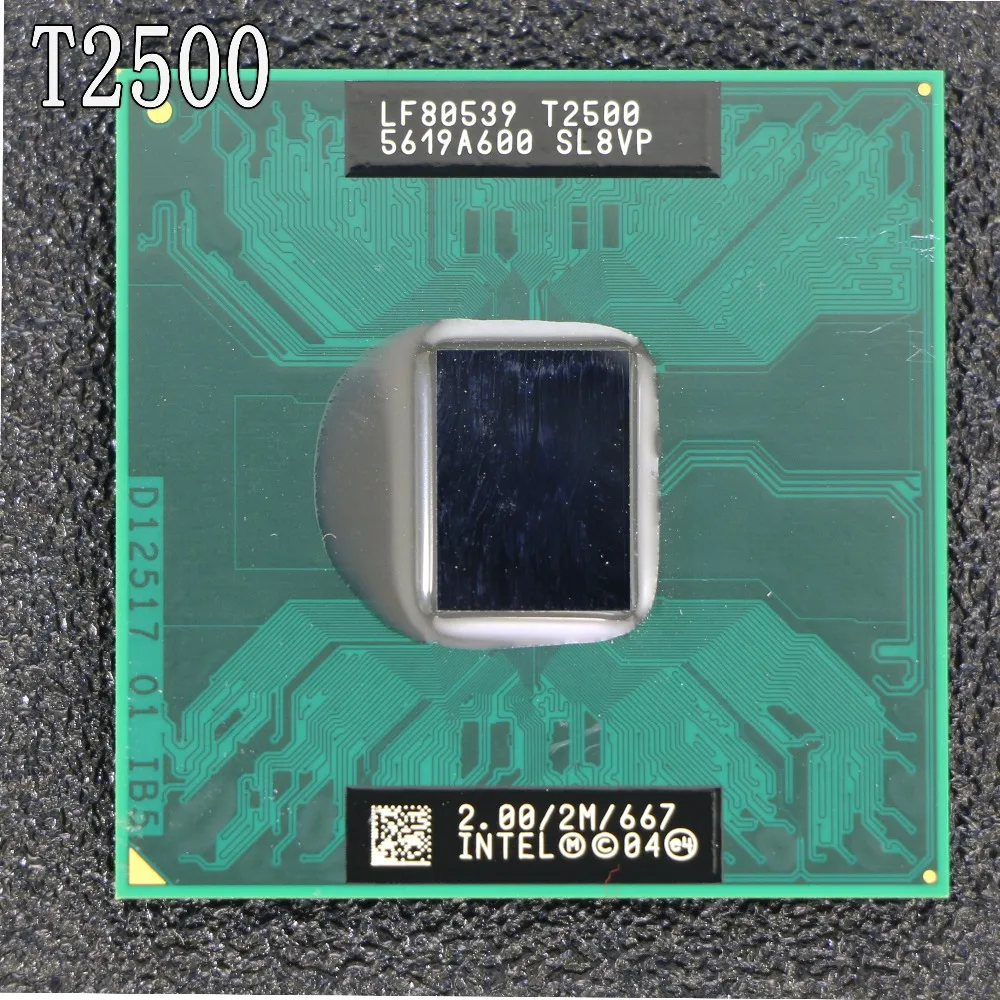 Для Intel Core Duo T2500 cpu(2M cache, 2,0 GHz, 667MHz FSB двухъядерный процессор ноутбука для 945 чипсета