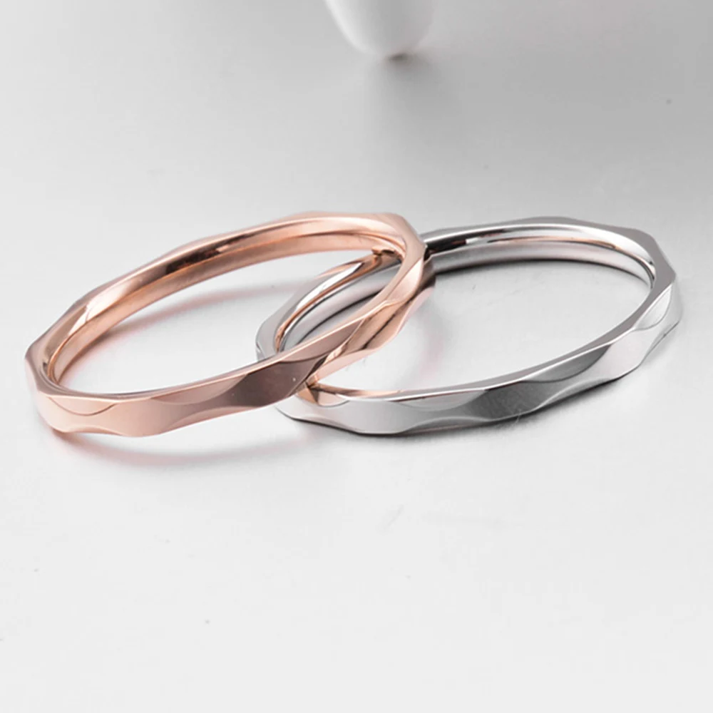 JHSL 2 мм маленькие тонкие женские свадебные кольца из нержавеющей стали серебряное розовое золото цвет США Размер 4 5 6 7 8 9