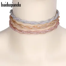 Baiduqiandu Регулируемый Сияющий циркон ожерелье элегантное женское роскошное Cz Чокеры ожерелье Свадебное женское массивное ювелирное изделие