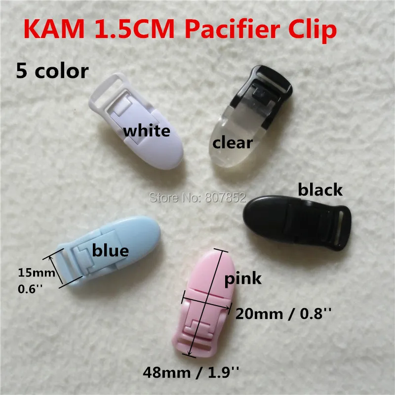 (5 color option) 20PCS KAM Plastic Baby Pacifier Soother Dummy Nuk  MAM Toy Chain Holder Suspender Clips Tape width: 15mm