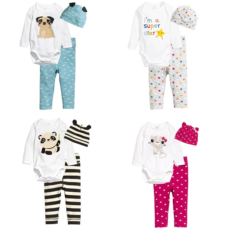 

3pcs Baby Boy Clothing Set Spring Baby Girl Clothing Set Baby Rompers Cotton Newborn Baby Clothes Roupas Bebe Infant Jumpsuits