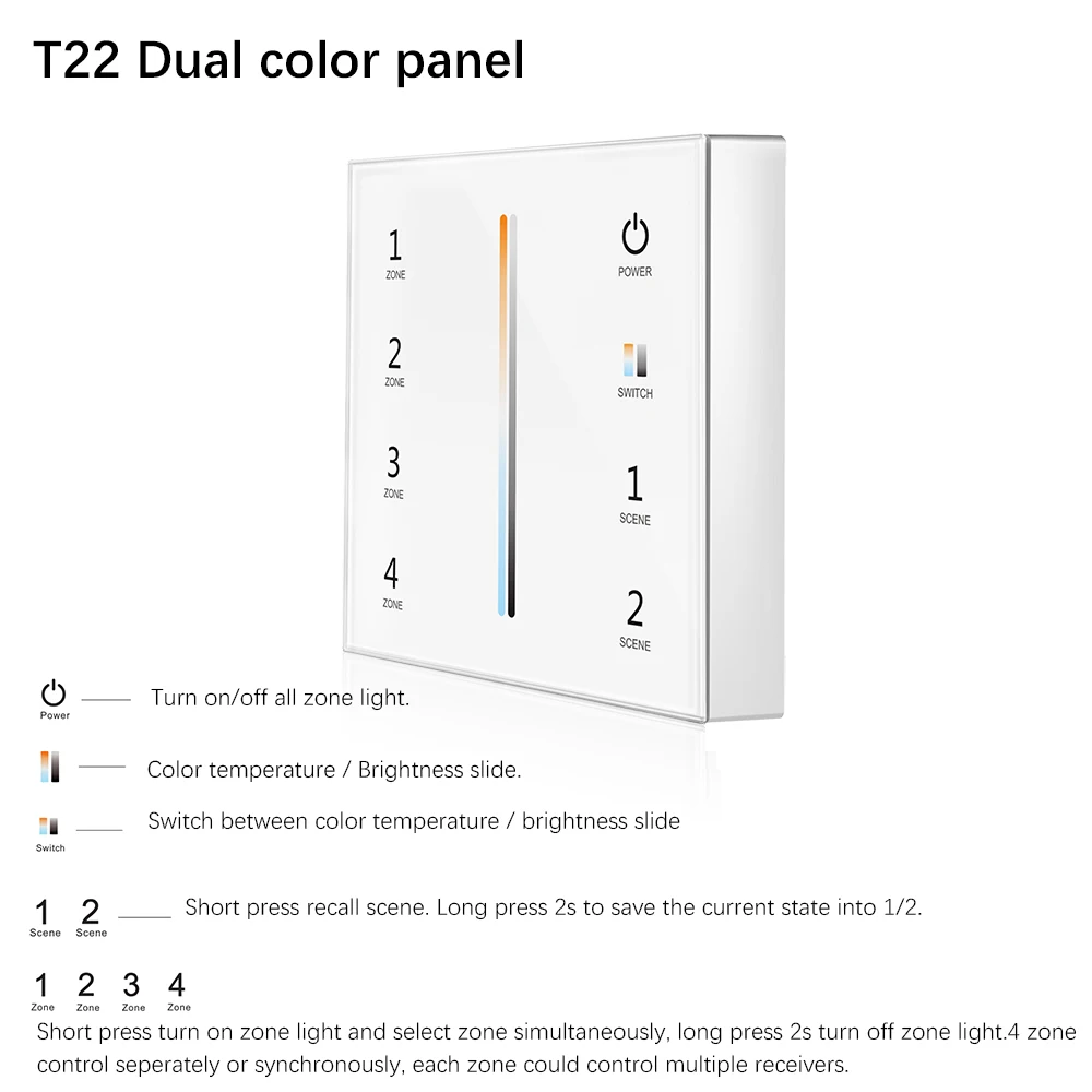 2,4 г T21/T22/T24/T25 4 зоны Smart Touch Панель удаленного светодио дный диммер затемнения/RGB/RGBW/RGB+ CCT Яркость светодио дный контроллер для светодио дный полосы