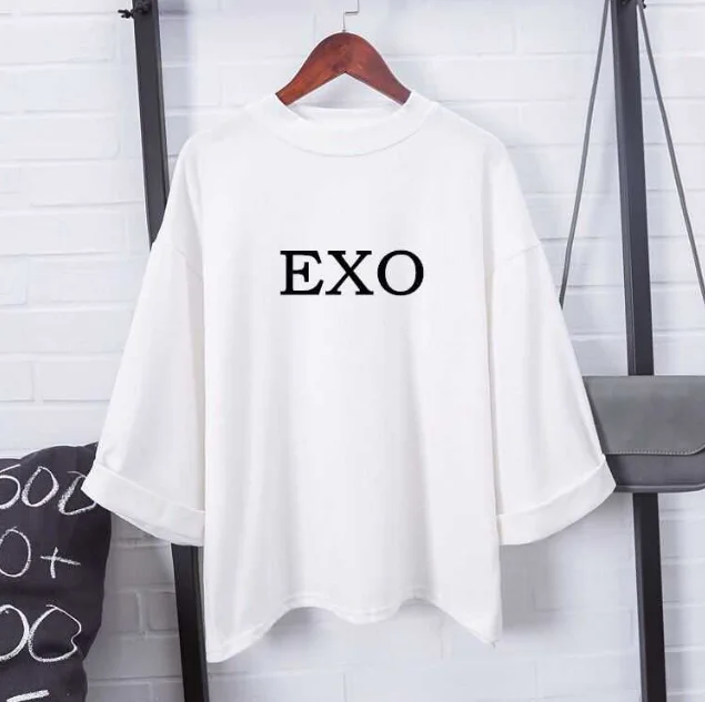 

Fashion Harajuku KawaiiT Cotton Tshirt Women Tops and Tees 2018 Summer Plus Size Kpop EXO T-Shirt Funny Print Shirts Feminina