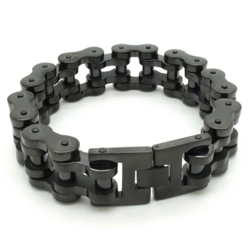

12mm Men's Black Motorbiker Chain Bracelet Men Vintage Jewelry Bangle 316L Stainless Steel Gift Free Shipping