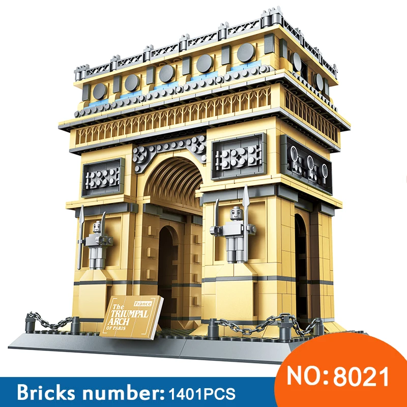 Legoed city 8021 street view Architecture PARIS ARC DE TRIOMPHE Series Building Blocks  Structure Bricks Toy For Children 21036