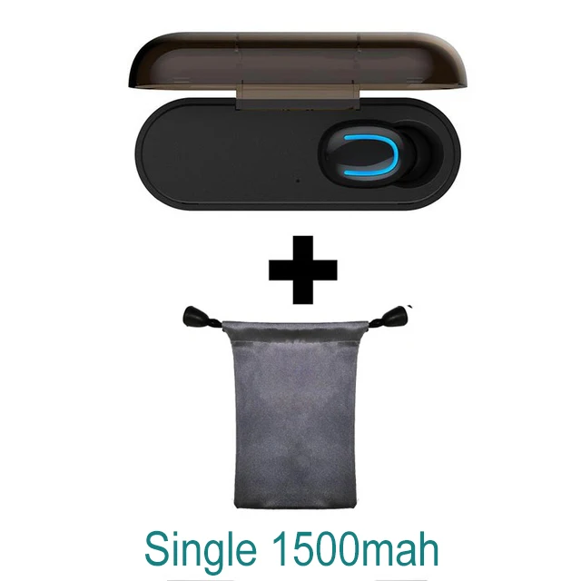 Беспроводные наушники с Bluetooth 5,0 TWS, гарнитура с громкой связью, музыкальные спортивные мини наушники, HD микрофон, шумоподавление, игровые наушники - Цвет: Single black add bag
