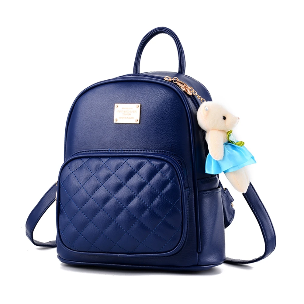 2018 nuevas mujeres de la borla mochilas moda pu cuero alta calidad moda Niñas bolso de escuela lindo 158 azul _ - AliExpress Mobile