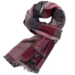 Для Мужчин's осень-зима Цвет блок плед печати шеи Обёрточная бумага мягкой кисточкой длинный шарф