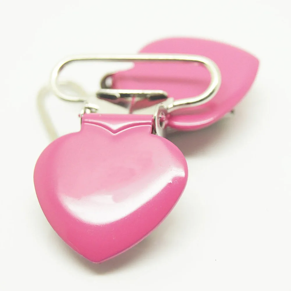 50pcs per lot 1" metal pacifier clips wholesale heart suspender clips