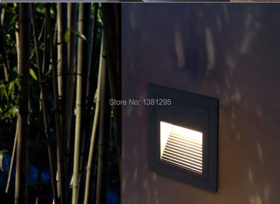 Lâmpada da Escada de Parede ao ar Livre Passo Praça Impermeável Footlight Recesso Laminado Piso Terraço Iluminação Branco Preto Led Luz Ip65 6 Ao ar livre led passo luz praça