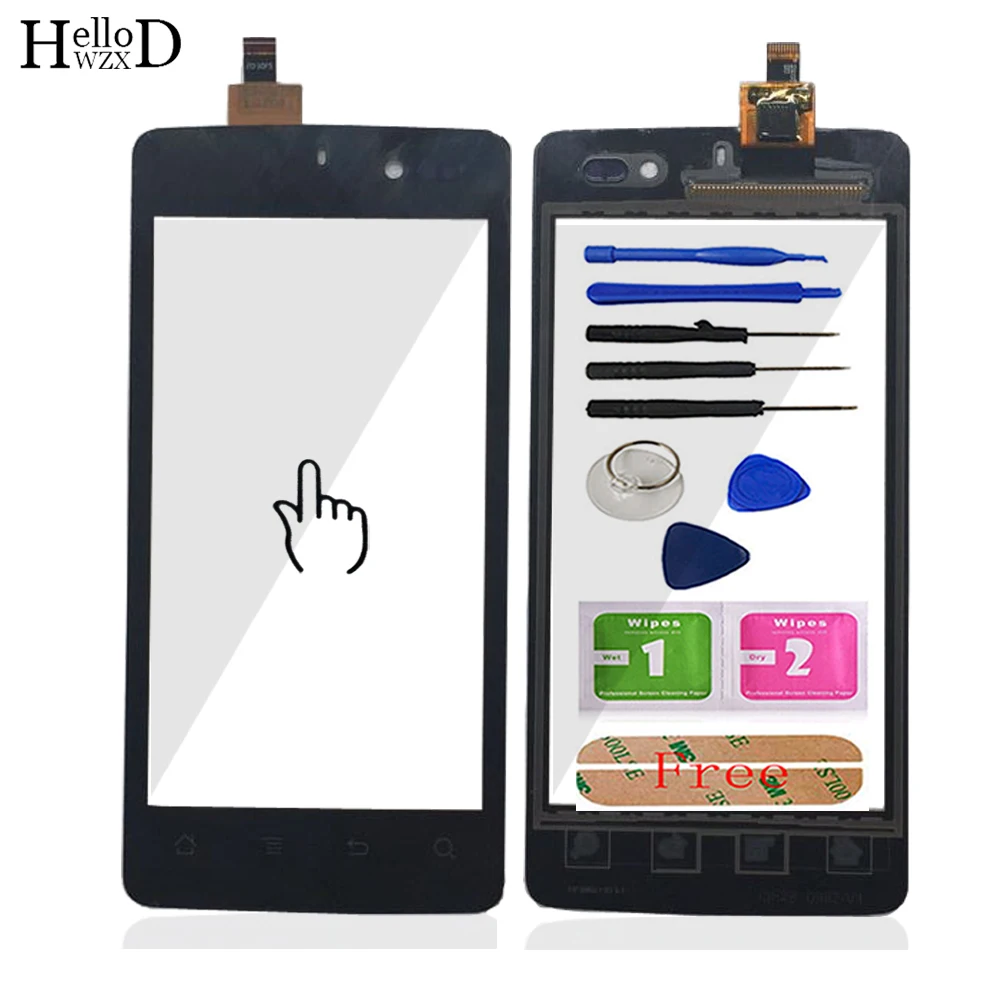 

Touch Screen For Highscreen Omega Q Touch Screen Glass Front Outer Glass Digitizer Panel Lens Sensor 4.5'' Mobile Tools Adhesive