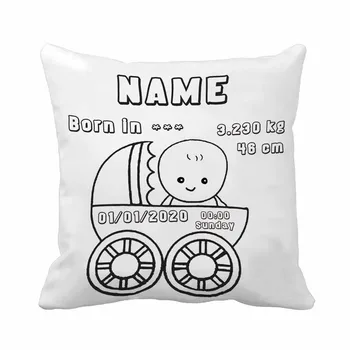 

Custom Birth Data Printing Baby Carriage Throw Pillow Case Decorative Cushion Cover Pillowcase Birthday Gift By Lvsure
