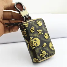 Новая ретро кожаная сумка для ключей от автомобиля, модная кожаная сумка для ключей от автомобиля, кожаный чехол для ключей на молнии, сумка для ключей YC001