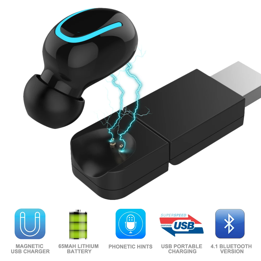Мини беспроводные наушники-вкладыши, музыкальная гарнитура, невидимые наушники с микрофоном, автомобильные Bluetooth наушники с USB магнитной зарядкой для Iphone, Xiaomi