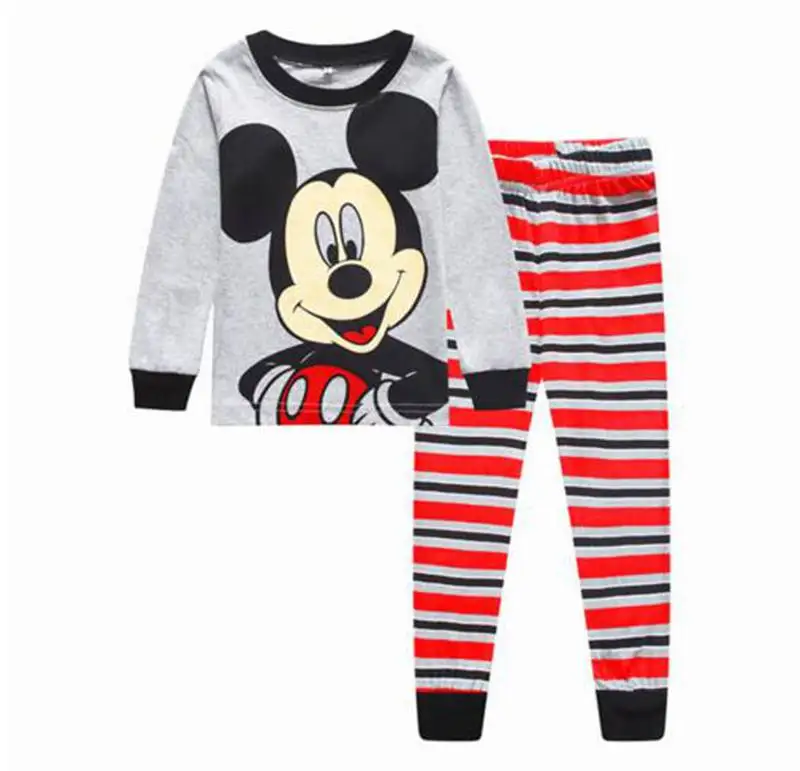 Пижамный комплект для маленьких мальчиков и девочек, детская одежда, одежда для сна, брендовая одежда с героями мультфильмов весенние хлопковые пижамы с длинными рукавами для малышей