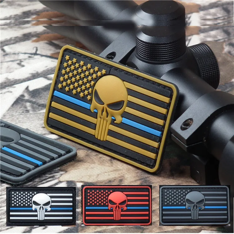 

The Thin Blue Line DEVGRU Seal Team Punisher PATCH American flag 3D PVC Patch glow in dark Luminous