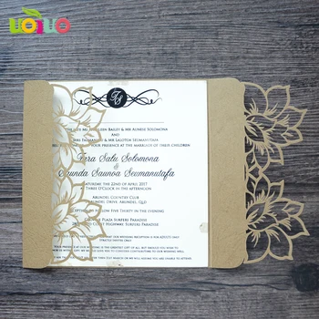 

10Pcs Sample flower chamagne gold Laser Cut Wedding Invitation Cards Customizalbe Envelopes & Inner Card & Party Supplies