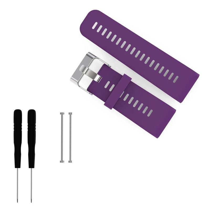 Ouhaobin 170-220 мм Спорт силиконовый ремешок 1 шт. браслет+ 1 шт. инструмент+ 2 шт. разъем для Garmin Vivoactive HR февраля 08 C3 - Цвет: Purple