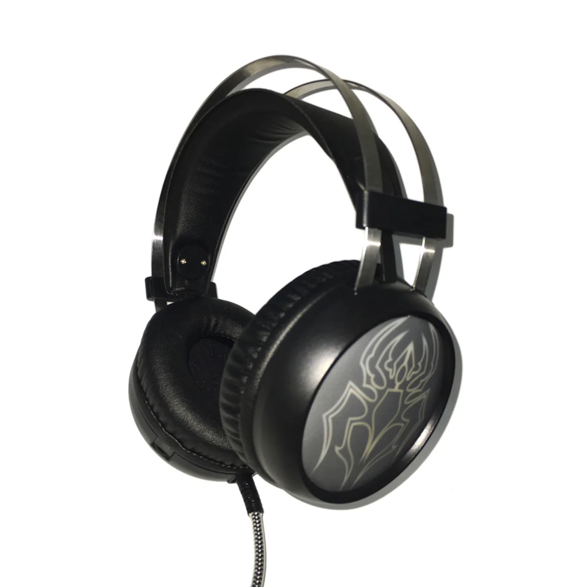 

BINYEAE Metal Headphone USB Double 3.5mm Plug Headset Gaming Headset Earphone with Microphone Light for Pc Internet Bar