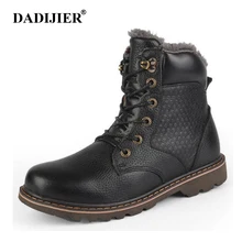 DADIJIER Natural Wool Men Winter Shoes Warmest Genuine Leather Handmade Men Winter Snow Boots wyq87