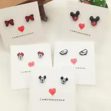 Новинка; 1 пара классических сережек с рисунком Микки и Минни Маус; милые серьги для женщин и девочек; милые детские вечерние серьги; подарки