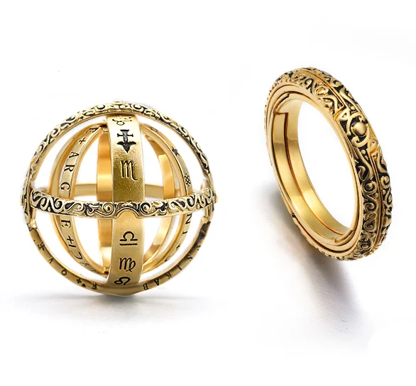 

16th Century Astronomical Ring Ball Cosmic Engagement Rings Couple Lover Open and Merge Ring Unfolds Into Astronomical Sphere