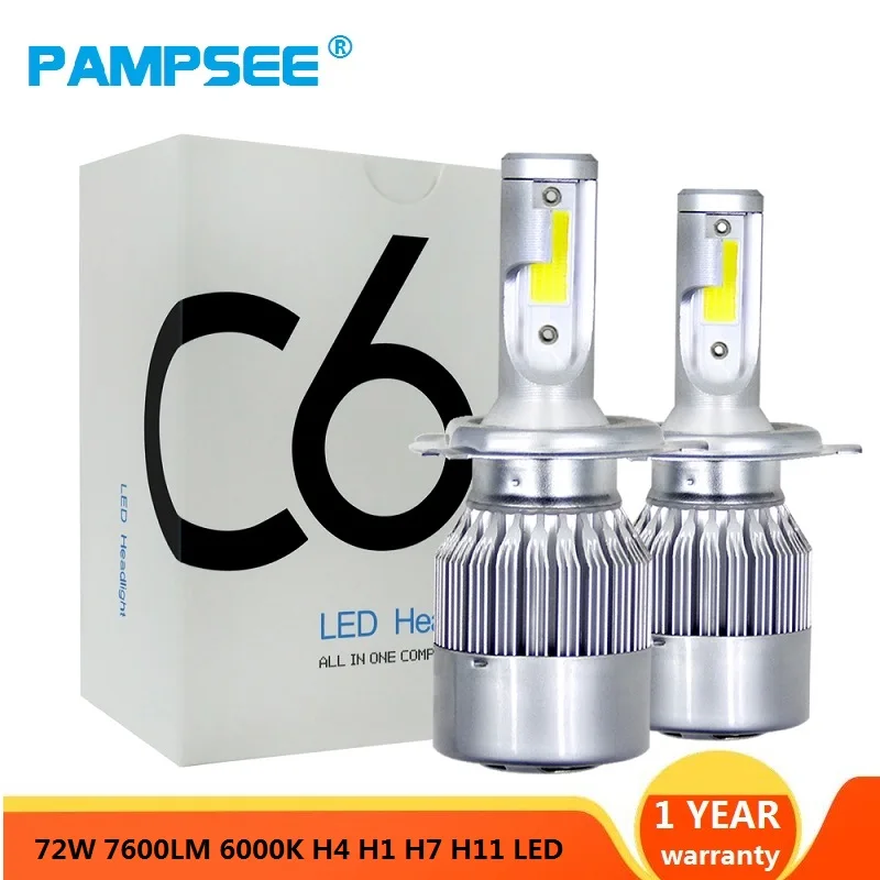 Автомобильные светодиодные лампы PAMPSEE 2 шт. H7 H11 H4 Hi/Lo H1 H3 H8 HB1 HB3 HB4 HB5 H10 HIR2 H13 H16 H27 3000K