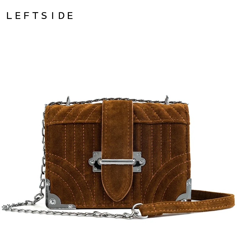 Cena LEFTSIDE Aksamitna Torba Crossbody Dla Kobiet 2018 Mała Łańcuch Krzyż Ciała Torba Kobiet Torebki Torby Na Ramię Pani Zima Torebki Nowy