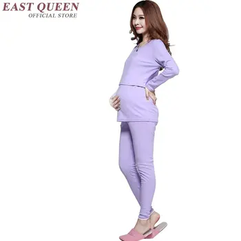 

Two piece set women pregnant clothes soft cotton pregnant women clothes maternity homewear large size 3xl 4xl AA2937 YQ